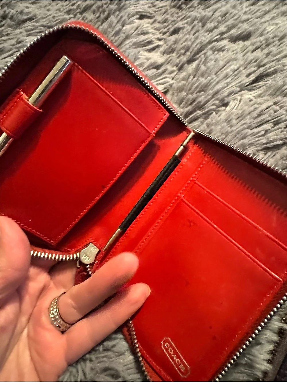 Coach Red Zip-Around Wallet - Picture 2 of 6